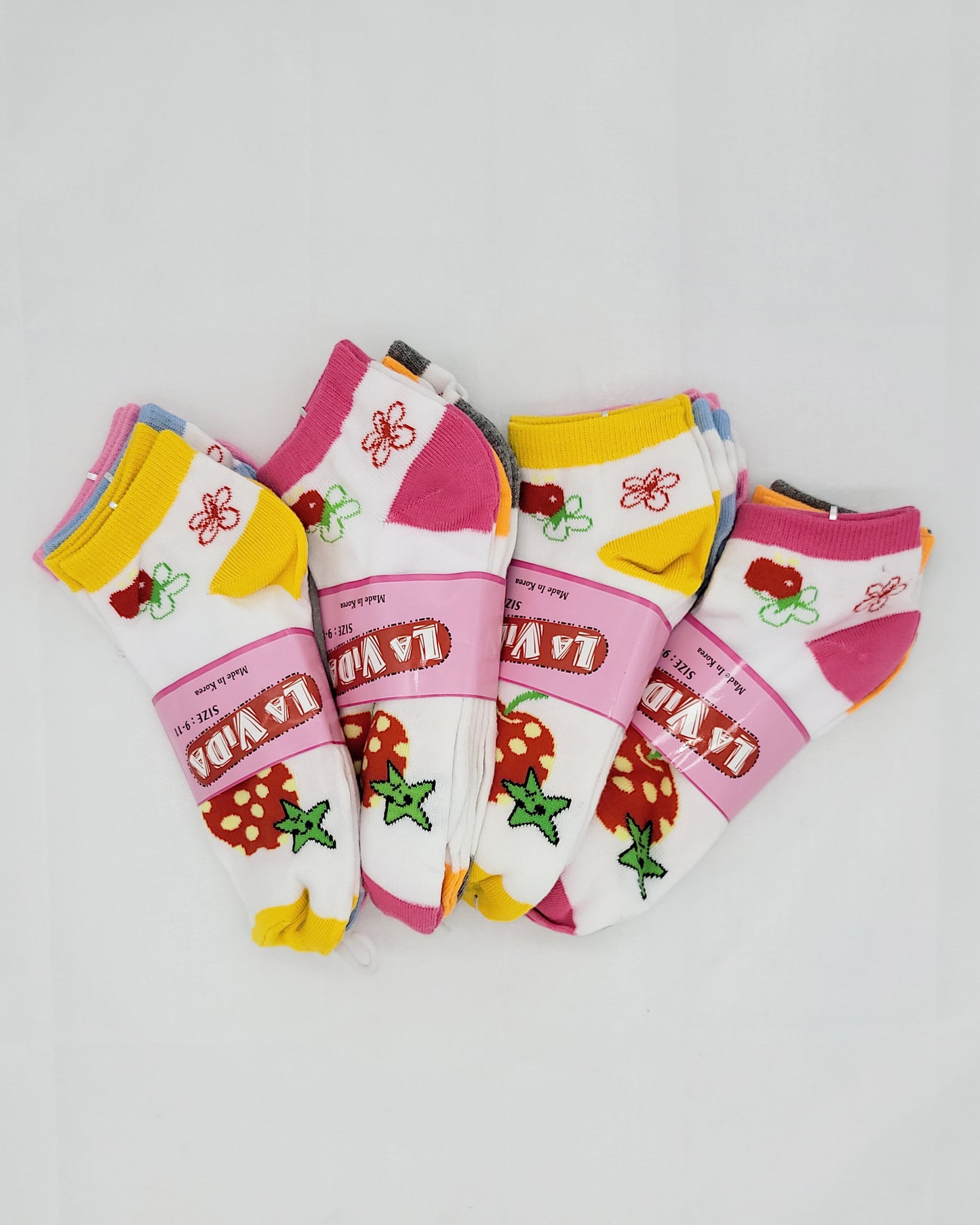 12 Pack La Vida Strawberry and flowers Socks