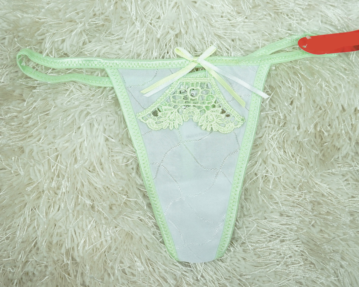 Sexy Thong with Ribbon - Two-Tone Colors, Stretchy Comfort (90% Nylon 10% Spandex) SMALL ONLY