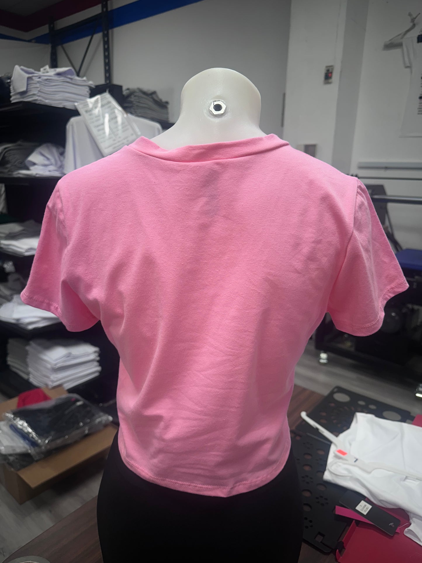 Barbie Pink SAINTS bedazzled alternative graphic crop top