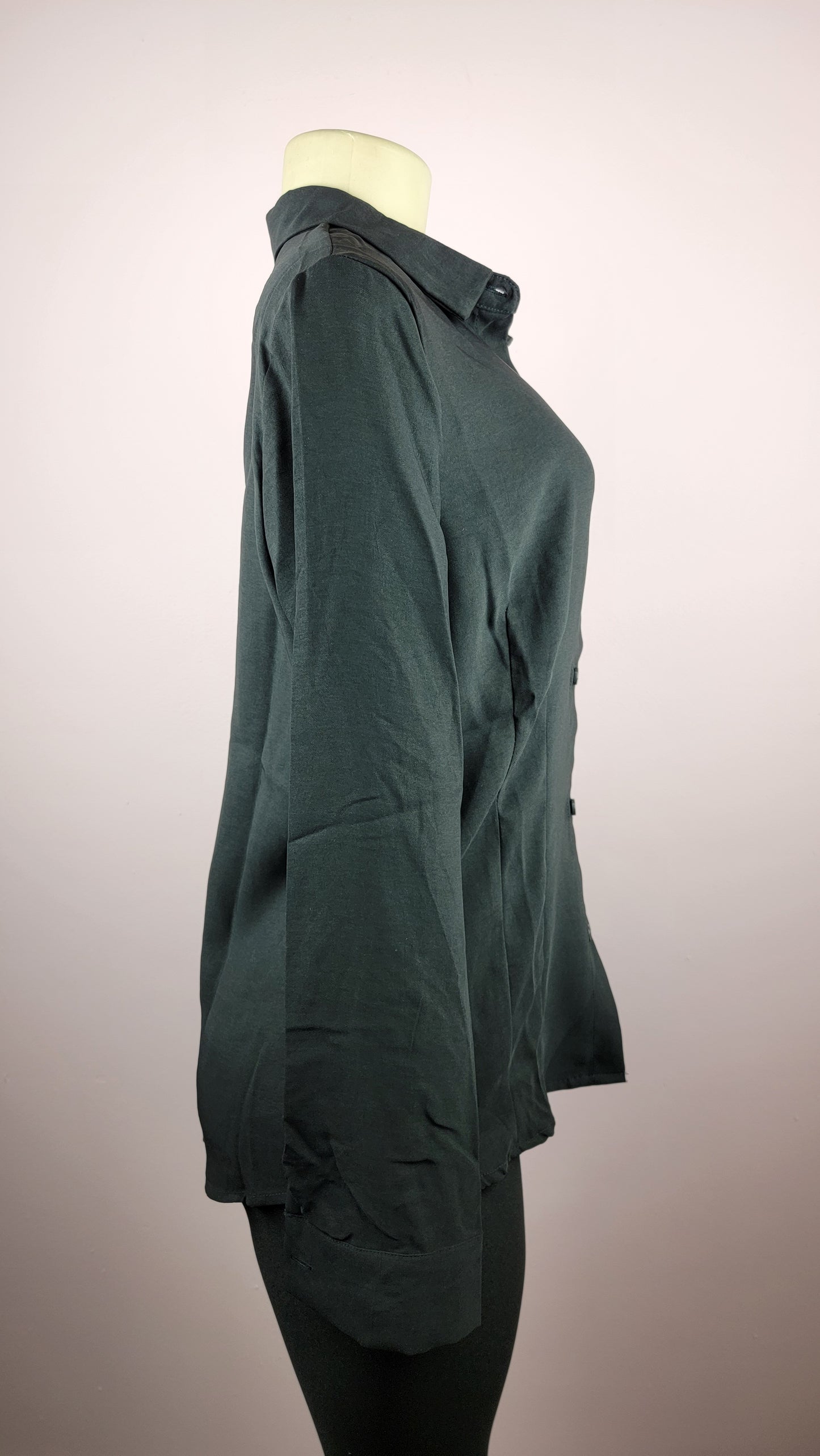 Black Casual Button Up Blouse Top