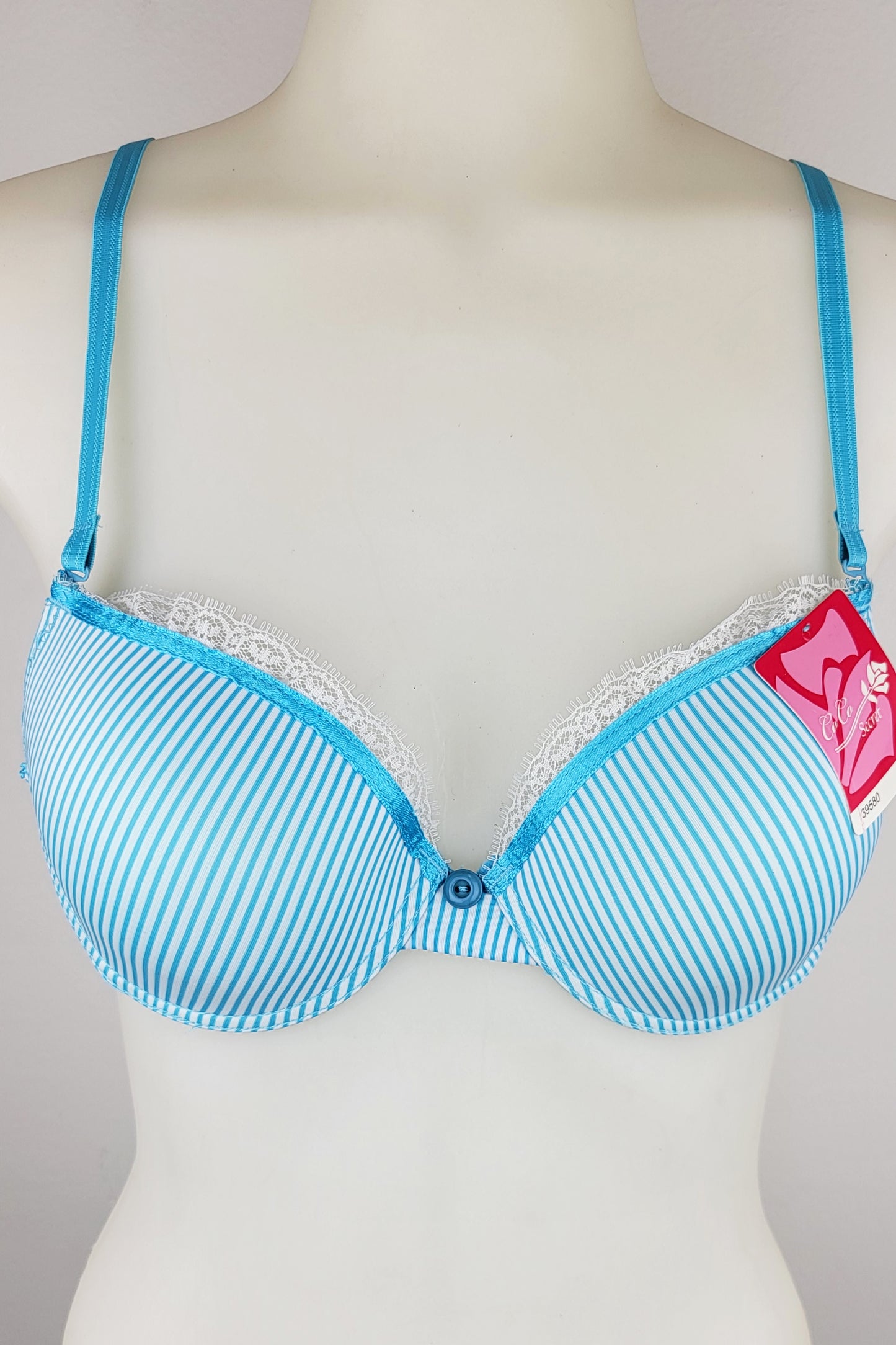 Womens Stripe Pattern Underwire Bra Button 6 Pack Lingerie 32B 34B 36B 38B