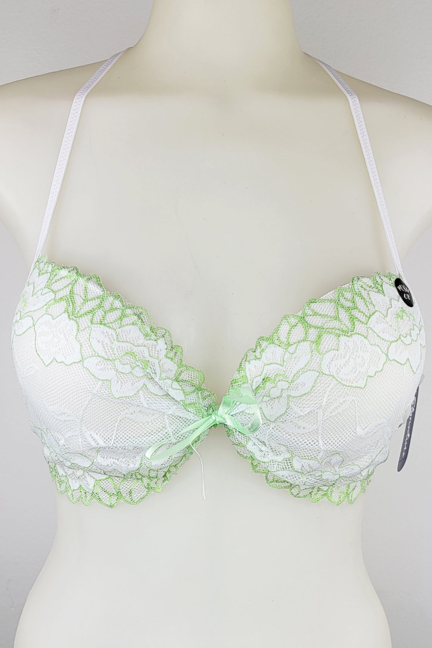 Womens Wired Halter Push Up Bra Cute Ribbon Lingerie 6 Pack 34C 36C 38C 40C