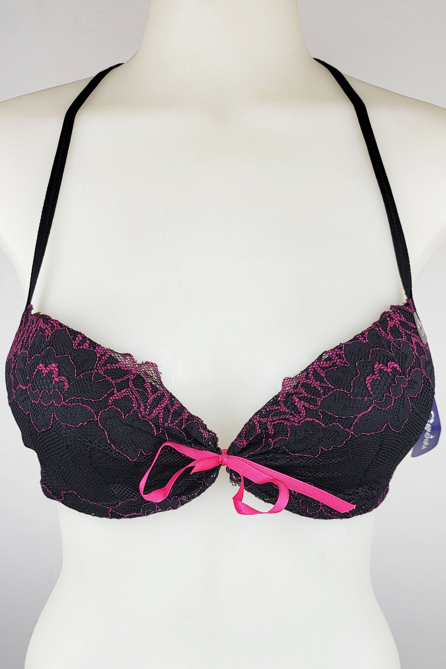 Womens Wired Halter Push Up Bra Cute Ribbon Lingerie 6 Pack 34C 36C 38C 40C