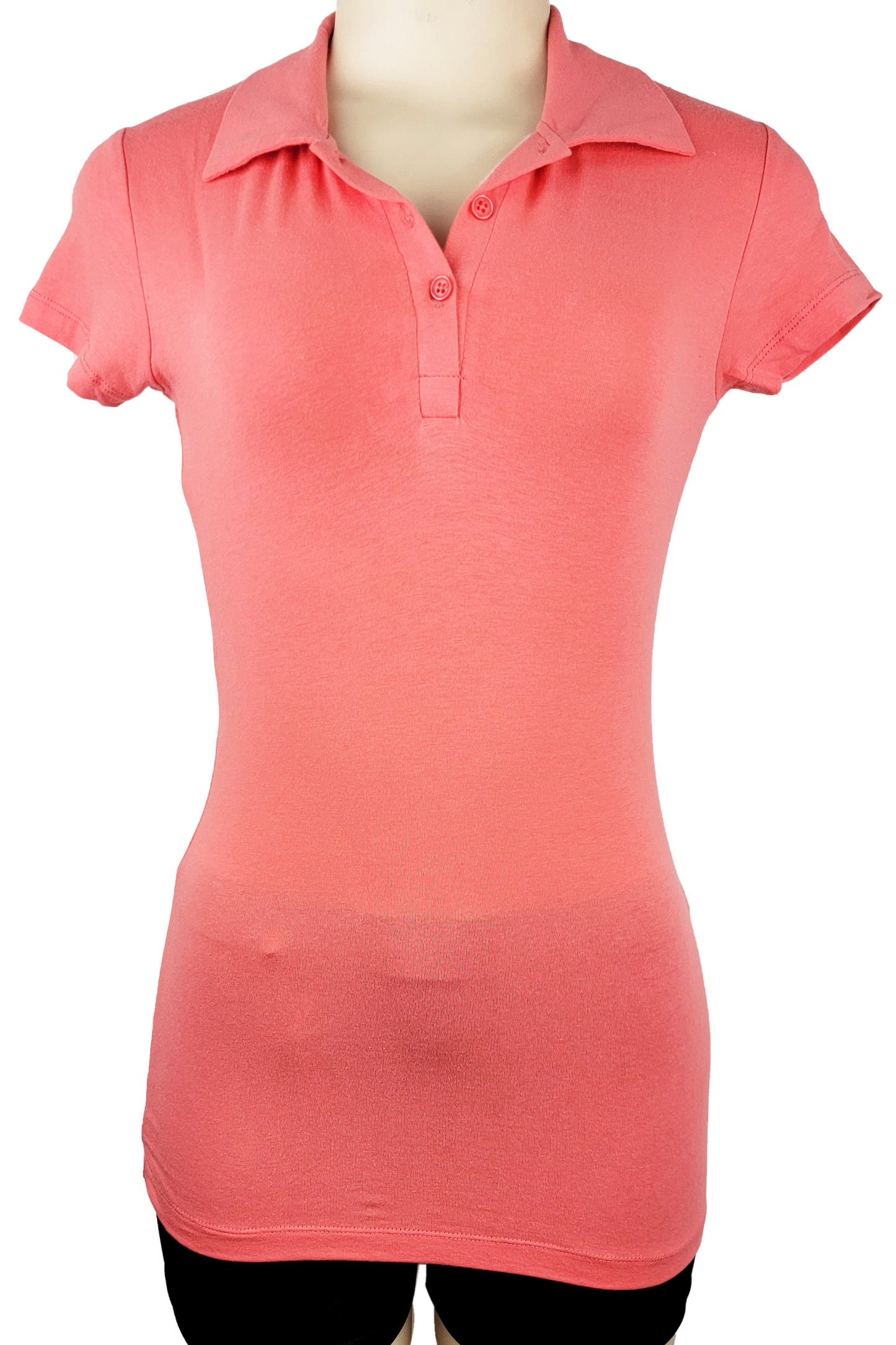 Rosia Women's Short Sleeve Cotton Polo Shirt w/ Stretch Solid Color SMALL ONLY