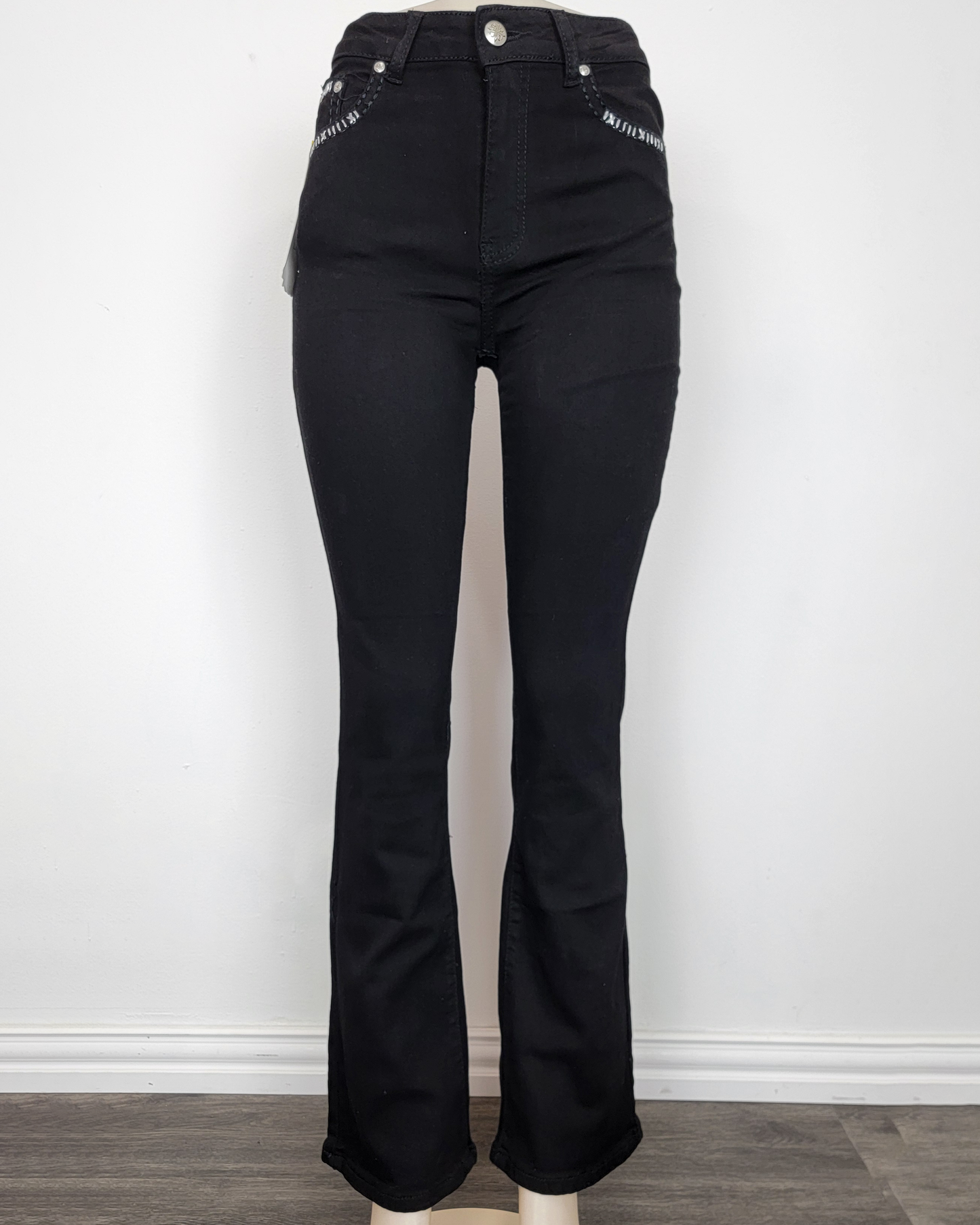 Women's Embroidered Design Black Jeans