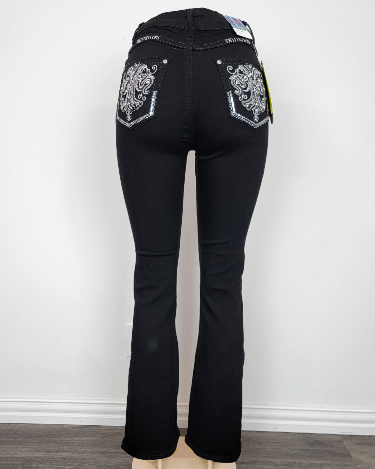 Women's Embroidered Design Black Jeans