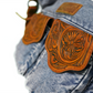 Denim Purse with Engraved Leather