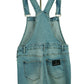 Short Distressed Denim Overalls