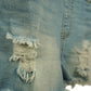 Short Distressed Denim Overalls