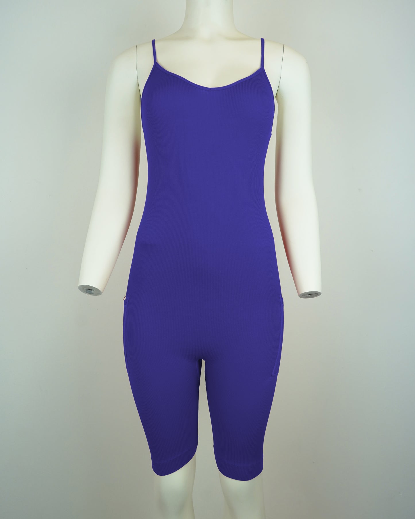 Seamless Ribbed Bodycon Romper: High-Stretch, Yoga & Jogging (Polyester-Spandex)