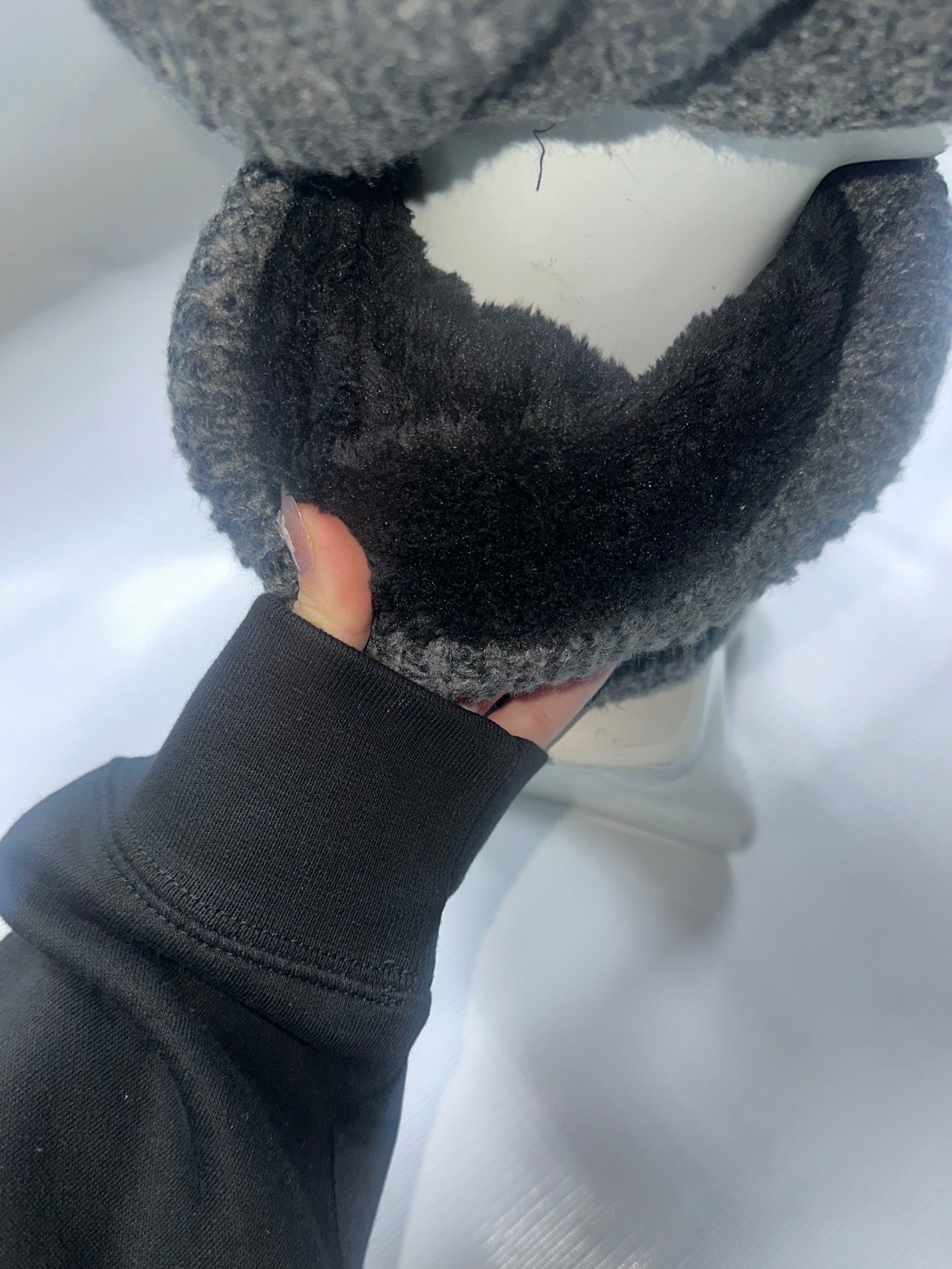 faux fur lined charcoal scarf