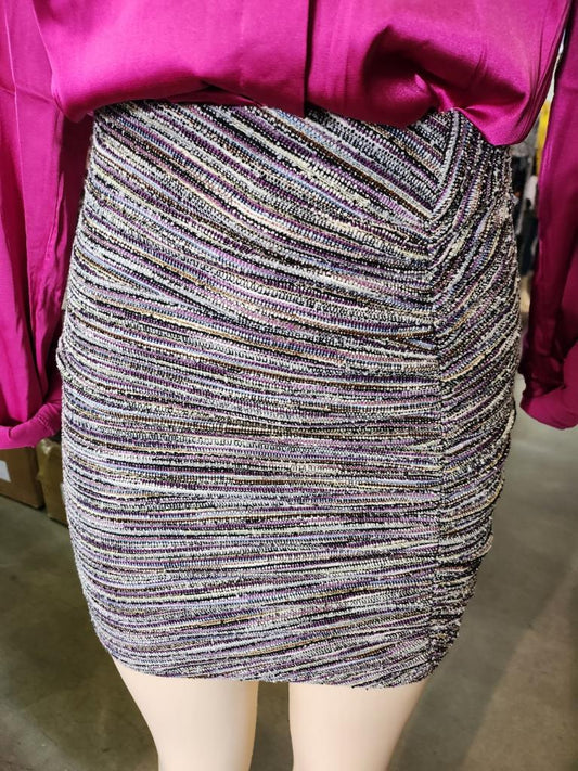Closeup of the multi-colored mini skirt - magenta blend.